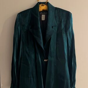 Alex Evenings Green Satin Blazer